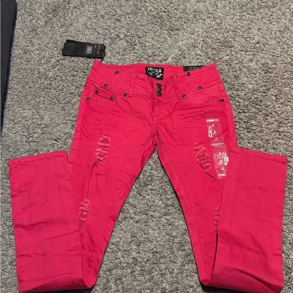 Thrill Juniors Vibrant Hot Pink Denim size 5 - Picture 1 of 10